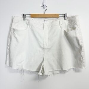 Good American Shorts Womens 18 White Good 90s Short High Rise Distressed Denim